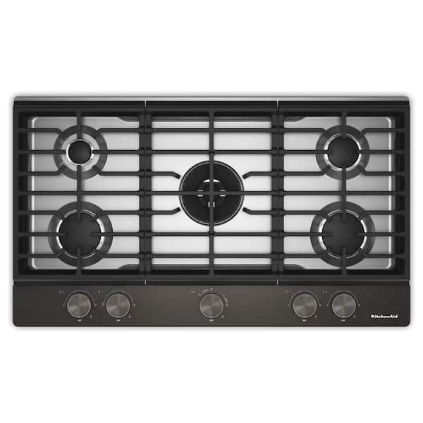 36 in. 5 Burners Gas Cooktop in Black Ore with Integrated Wok Grate