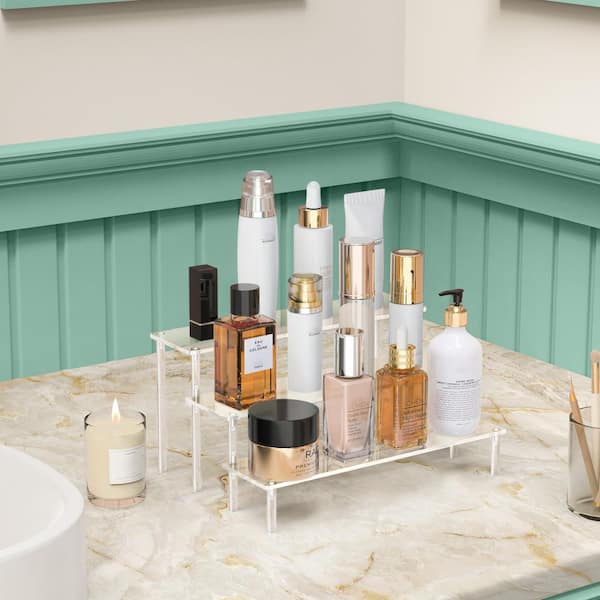 3 Tier Acrylic Display Risers for Organizing Perfume, Holding Cupcakes, Parties and General Decoration, Clear (1-Pack)