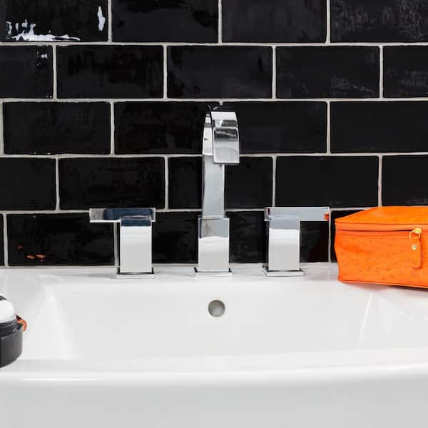 Catalina Black 3 in. x 6 in. Polished Ceramic Subway Wall Tile (5.38 sq.ft./case)