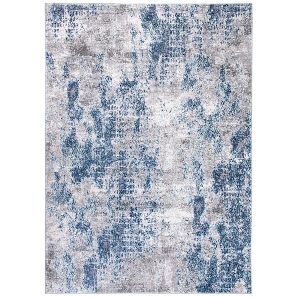 SAFAVIEH Aston Navy/Gray 5 ft. x 8 ft. Abstract Distressed Area Rug