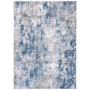 Aston Navy/Gray 6 ft. x 9 ft. Abstract Distressed Area Rug