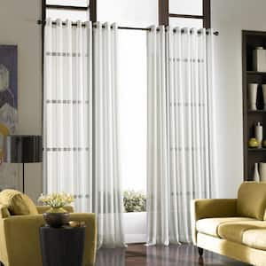 Thermavoile Rhapsody Lined Grommet Top Curtain Panel, Size: 63x54, White