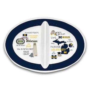 Michigan 16.5 in. Assorted Colors 2 Section Melamine Serving Platter
