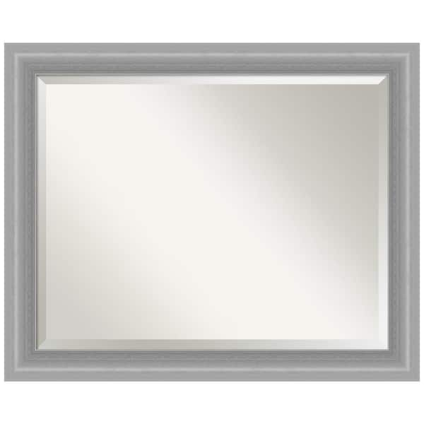 Amanti Art Peak Polished Nickel 32.5 in. H x 26.5 in. W Framed Wall Mirror