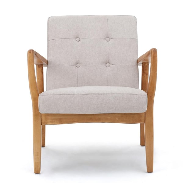 Noble House Brayden Medium Beige Fabric Tufted Club Chair