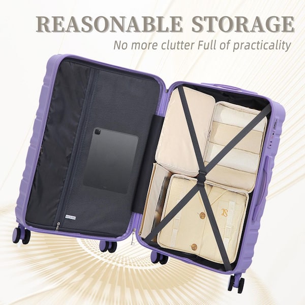 Tatahance 3-Piece Light Purple ABS Hardside Spinner Luggage Set