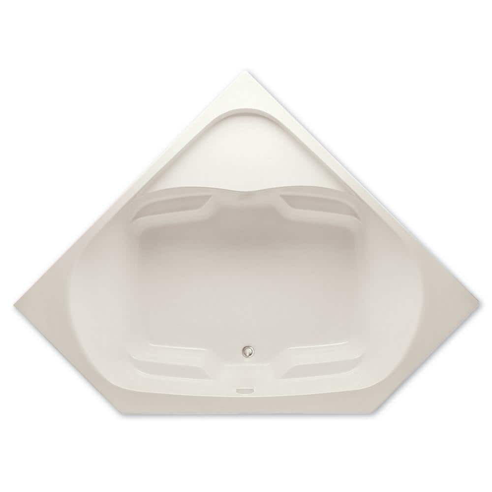 Cavalcade 60 in. x 60 in. Acrylic Corner Drop-In Soaking Bathtub Center Dra