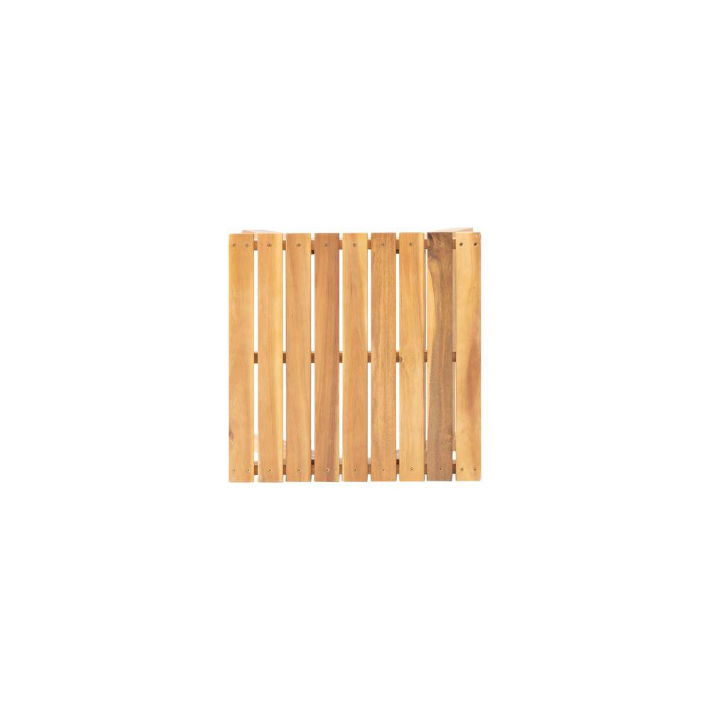 Teak Brown Acacia Wood Square Outdoor End Table