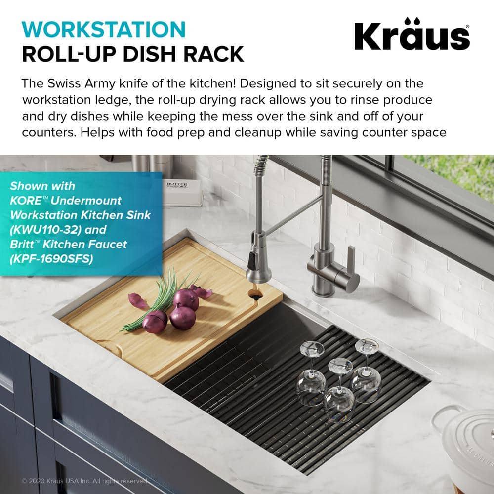 Gray Stainless Steel Foldable Over-the-Sink Dish Drying Rack