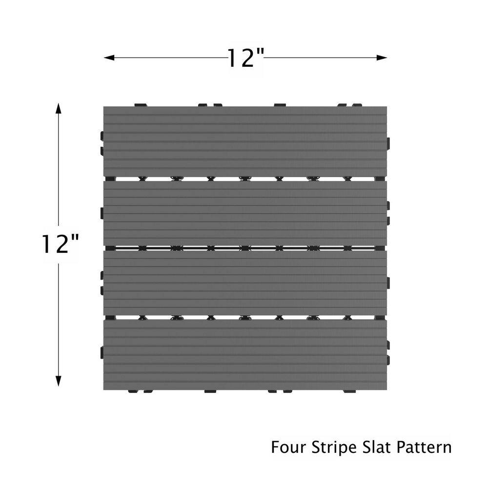 Dark Gray 12" Square Interlocking Waterproof Deck Tiles