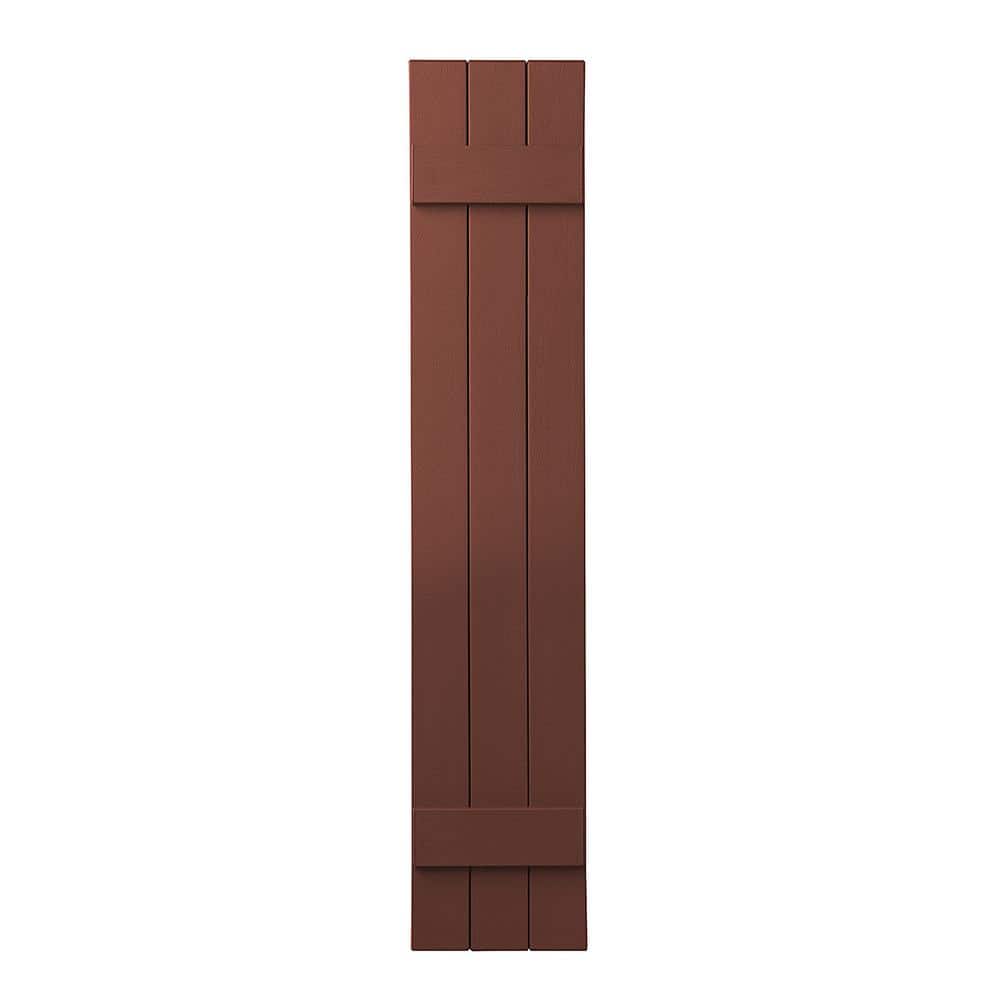 11 in. x 51 in. Polypropylene Plastic 3-Board Closed Board and Batten Shutters Pair in Red