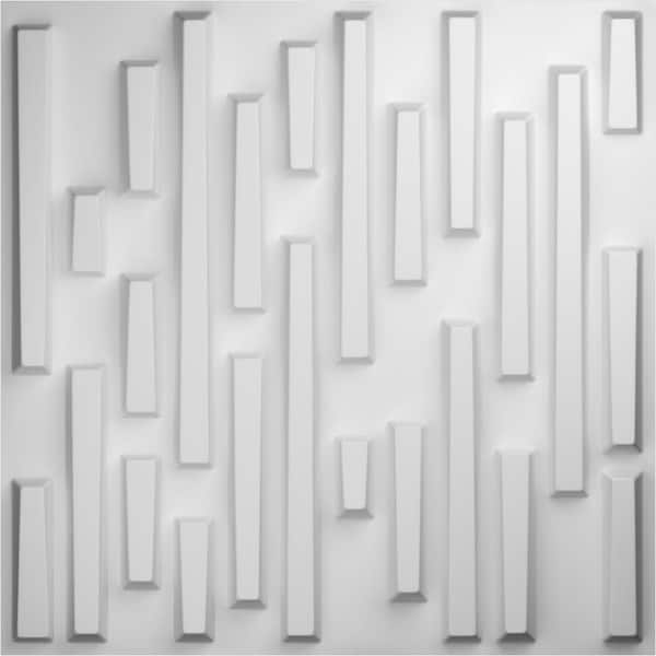 Ekena Millwork 1 in. x 19-1/2 in. x 19-1/2 in. Staggered Brick PVC Decorative 3D Wall Panel, White, (20-Pack for 53.49 sq. ft.)