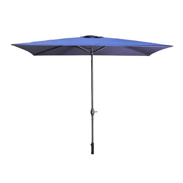 Cesicia 10 ft. Aluminium Rectangular Tilt Patio Umbrella in Navy Blue
