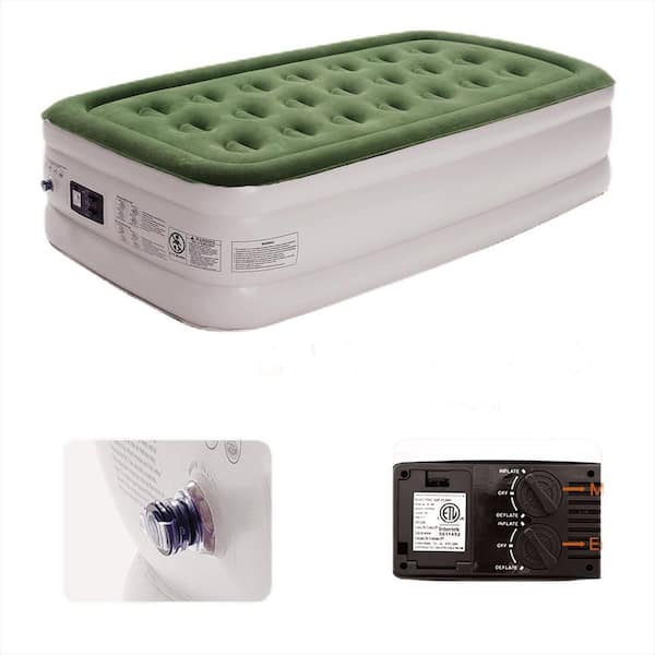 Angel Sar 16 in. Durable Portable Twin Air Mattress with Built Pump for Camping Home and Travel