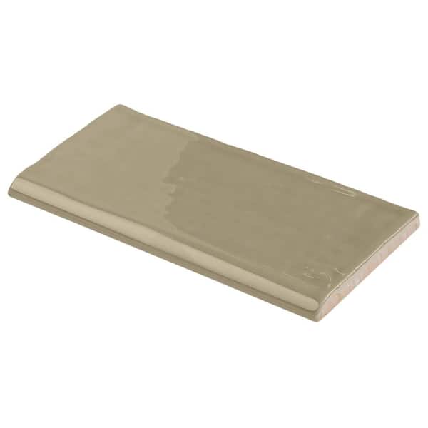 Catalina Kale 3 in. x 6 in. Polished Ceramic Wall Bullnose Tile