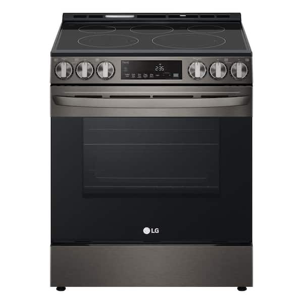 LG 30 in. 6.3 cu. ft. Smart Electric Range with Fan Convection, Air Fry & EasyClean in PrintProof Black Stainless Steel