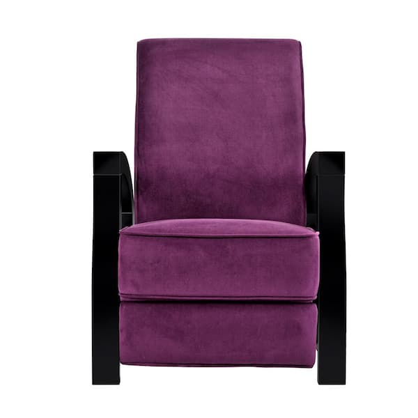 ARTIVA KUTA Solid Wood Java Black and Premium Purple Microvelvet Recliner