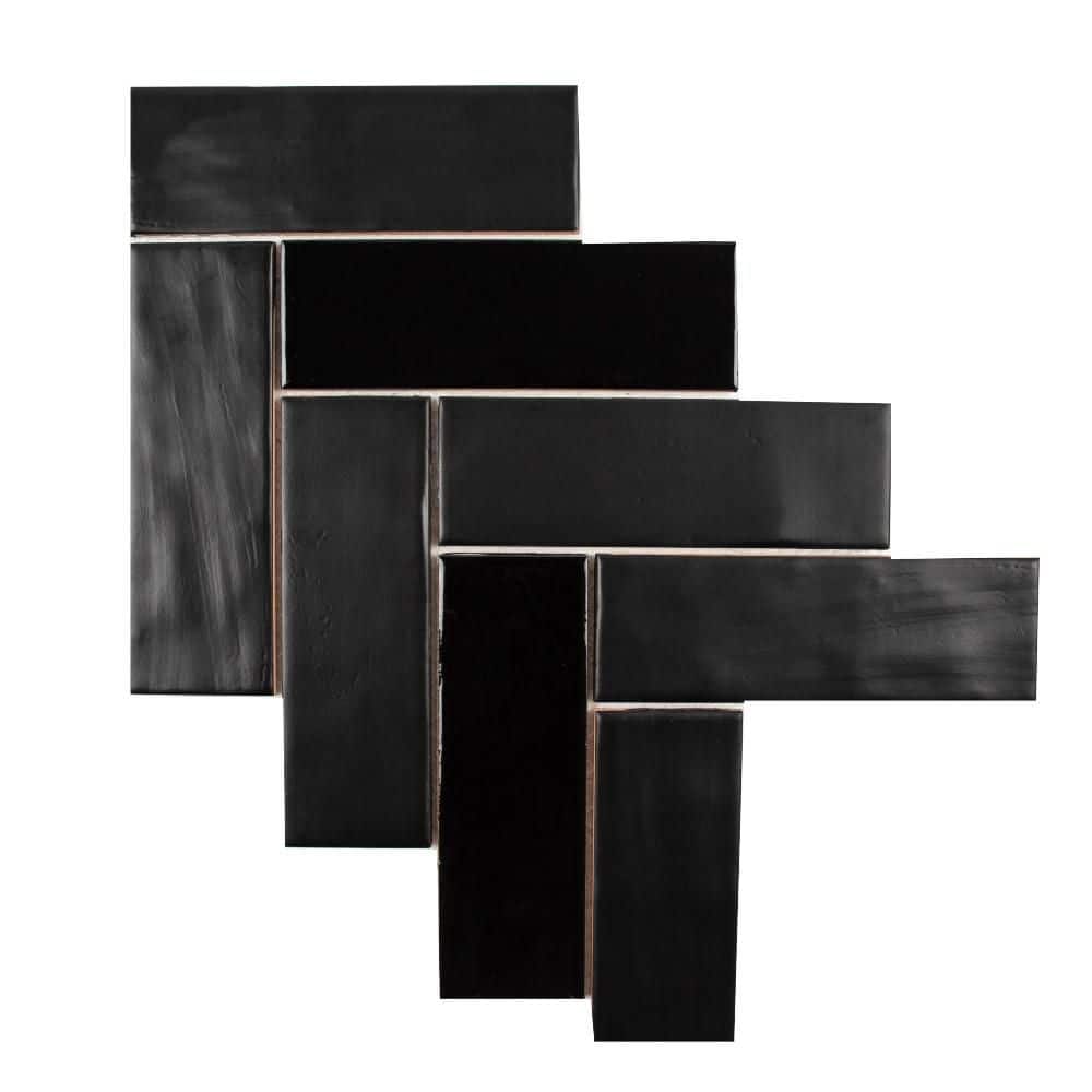 2 in. x 8 in. Herringbone Black 11.125 in. x 15.25 in. Matte Ceramic Mosaic Tile (8.25 sq. ft. /Case) price history on PriceWatchPro