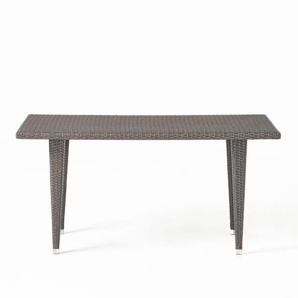 Zeus & Ruta Grey Iron Rectangle Wicker Outdoor Dining Table