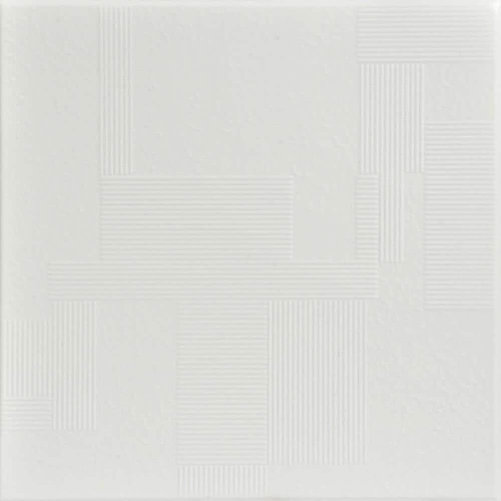 Vectors Dove White 1.6 ft. x 1.6 ft. Decorative Foam Glue Up Ceiling Tile (