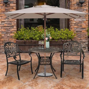 35.43 in. x 35.43 in. x 29.53 in. Bronze Round Aluminum Outdoor Coffee Table Dining Table