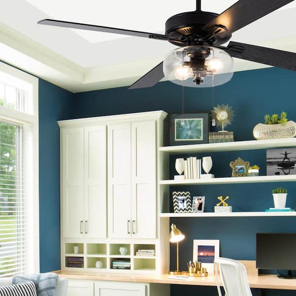 River of Goods Liza 52 in. LED Indoor Black Ceiling Fan with