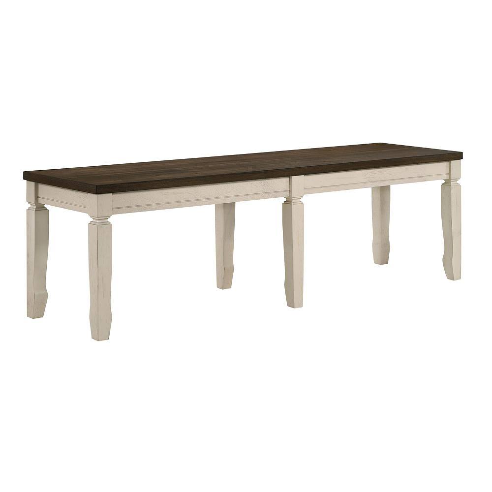 Weathered Oak and Cream Traditional Dining Bench