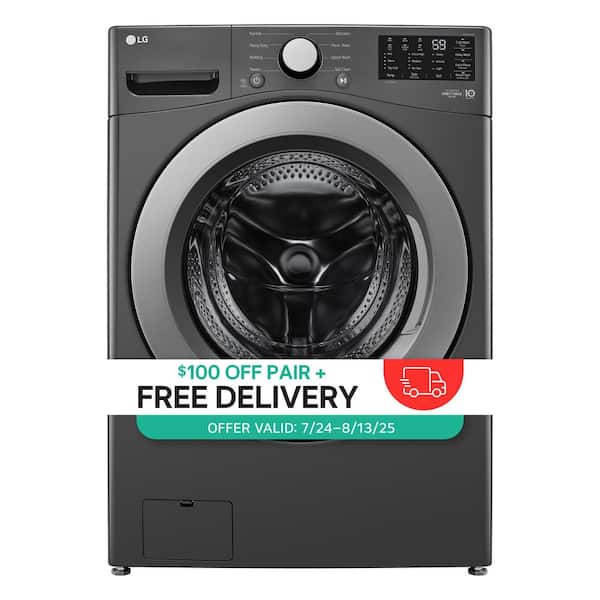 5.0 cu. ft. Stackable Front Load Washer in Middle Black with 6 Motion Cleaning Technology
