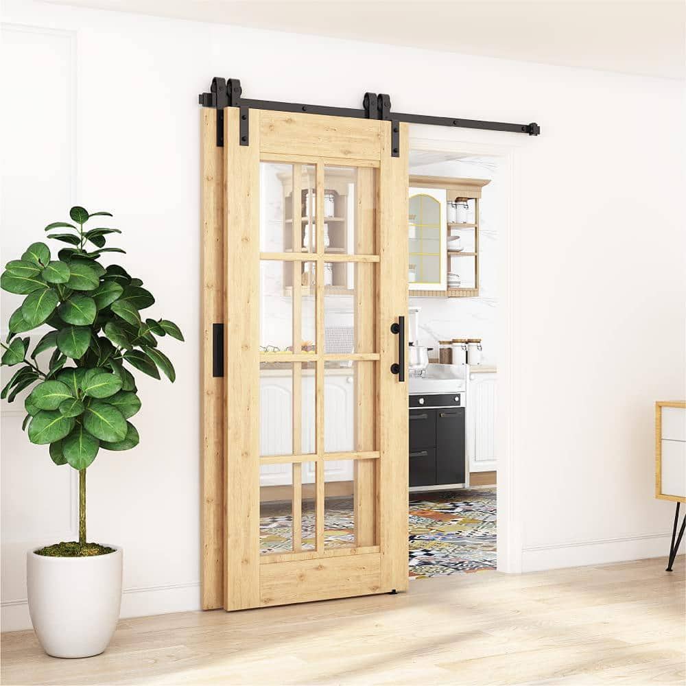 Matte Black Single Bypass Barn Door Hardware Kit