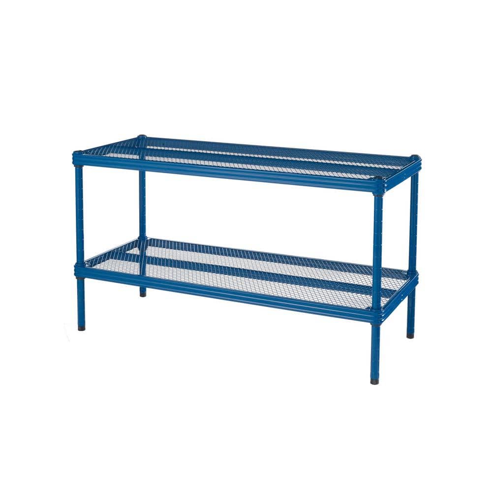 15.75 H 8-Pair Blue Metal Shoe Rack