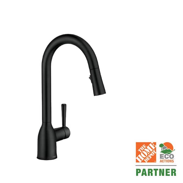 MOEN Adler Single-Handle Pull-Down Sprayer Kitchen Faucet with Reflex and Power Clean in Matte Black