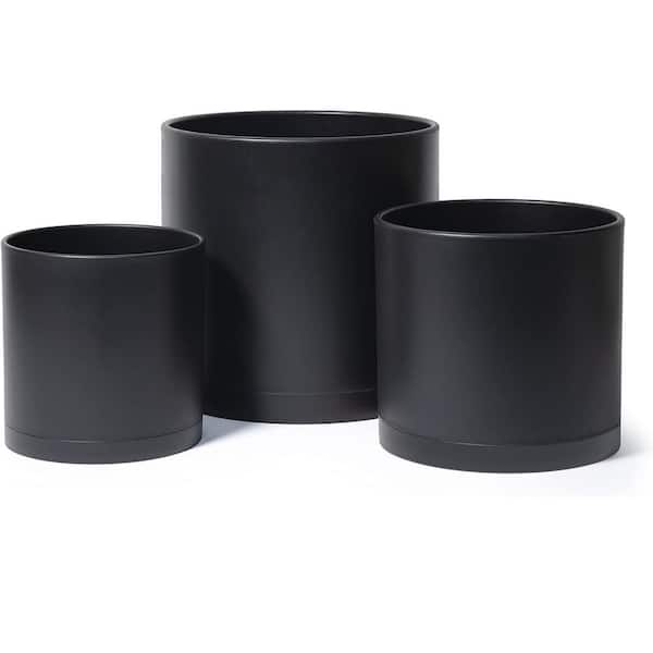 ITOPFOX Modern 12 in. L x 12 in. W x 12 in. H 18.8 qts. Matte Black Indoor Plastic Planter 3 (-Pack)