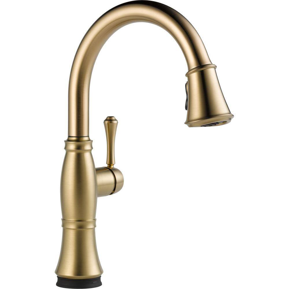 Delta Cassidy Touch Single Handle Pull Down Sprayer Kitchen Faucet In Champagne Bronze 9197t Cz Dst 