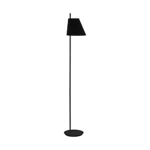 Estaziona 59.45 in. Black Floor Lamp with Fabric Shade