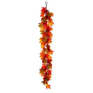 6 ft. Fall Lighted Maple Leaves Artificial Fall Garland