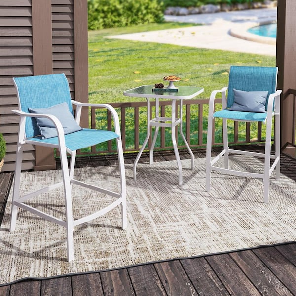 Crestlive Products Aluminum Outdoor Bar Stool in Blue (2-Pack)