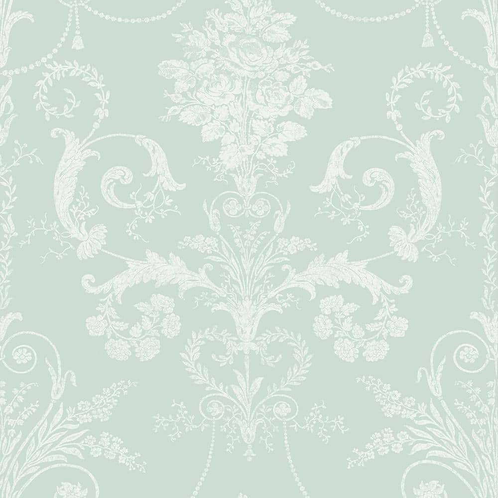 Laura Ashley Josette Duck Egg Unpasted Removable Wallpaper Sample