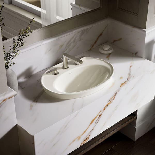 KOHLER Serif 22.1 in. x 16.25 in. Drop-In Bathroom Sink in Biscuit Vitreous China with Drain