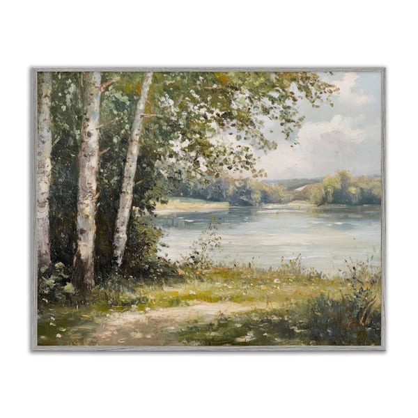 Place To Relax Lake View by Petal Prints Design Gray Framed Nature Giclee Art Print 24 in. x 30 in.