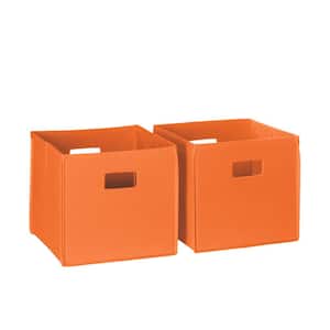 10 in. H x 10.5 in. W x 10.5 in. D Orange Fabric Cube Storage Bin 2-Pack