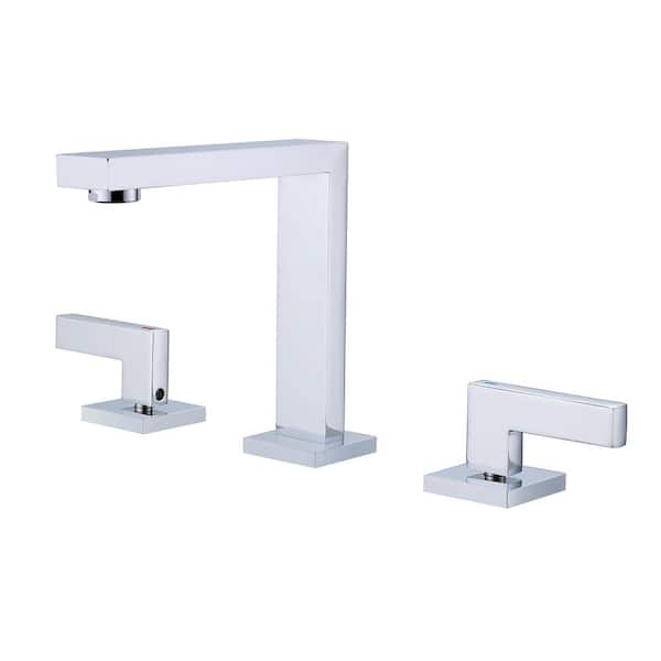 8 in. Widespread Double Handle 3-Hole Brass Bathroom Faucet in Polished Chrome