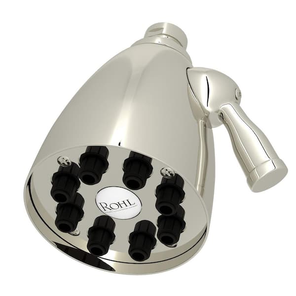 1-Spray 3.6 in. Single Wall Mount Fixed Adjustable Shower Head in Polished Nickel
