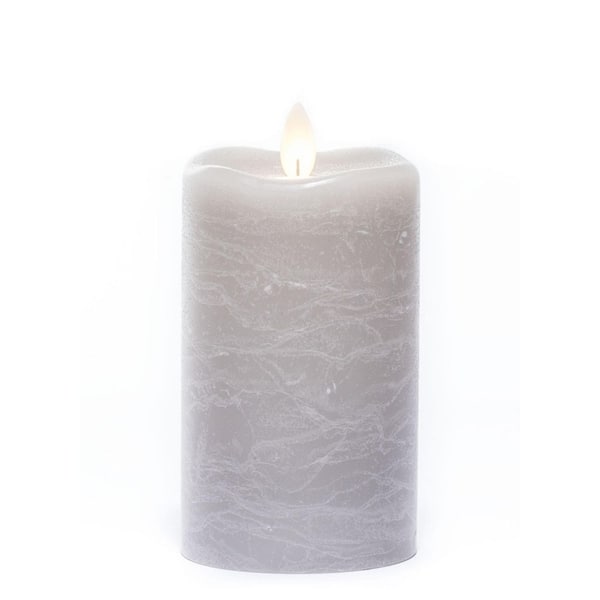 SULLIVANS 5 in. Gray Frosted Rustic LED Pillar Candle