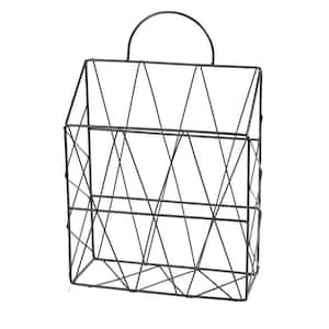 Hanging Wall Files Magazine Holder, Mial Organizer Metal Wire Mounted Storage Baskets Portable File Holder, Black