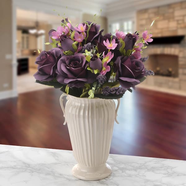 National Tree Company 19 in. Artificial Purple Rose Bundle