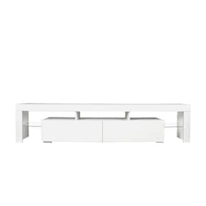 78.74 in. White TV Stand with 2 Drawers Fits TV's up to 80 in. with RGB Lights