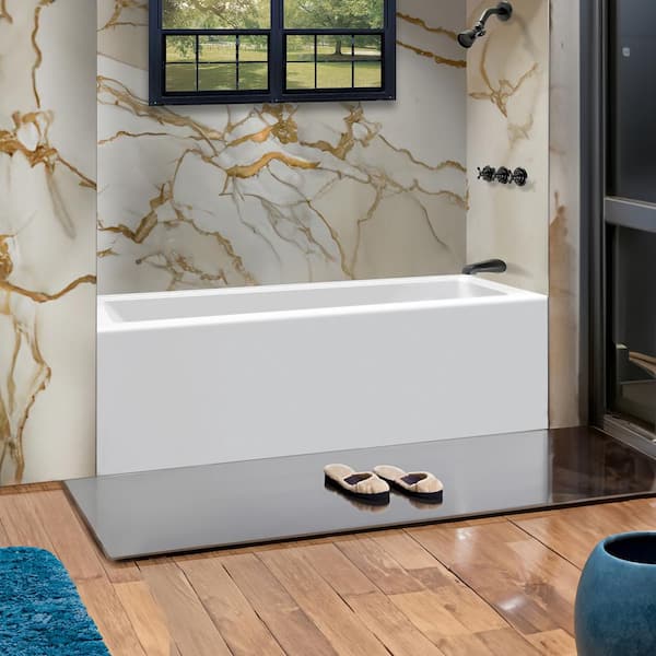 FINE FIXTURES 60 in. x 36 in. Soaking Bathtub with Right Hand Drain in White