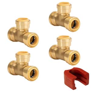 3/4 in. Brass Push-to-Connect Tee Fitting with SlipClip Release Tool (4-Pack)