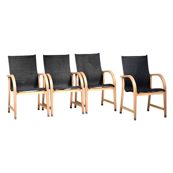 Amazonia Tremezzo Quick-Dry Wood/Sling Outdoor Dining Chair (4-Pack)