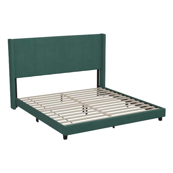 TAYLOR + LOGAN Green Wood Frame King Platform Bed